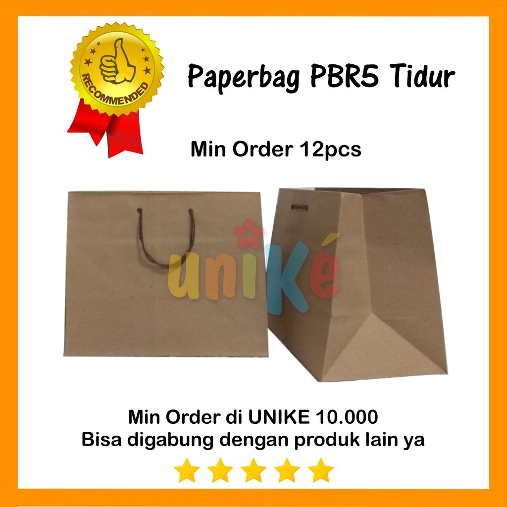 

PAPER BAG PBR5 TIDUR 22x12x17 Cocok untuk Dos Kue Roti Harga murah grosir Polos kraft