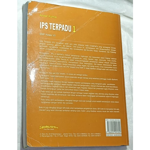 BUKU IPS TERPADU YUDHISTIRA KELAS 1SMP KURIKULUM 2013 REVISI [BUKU BEKAS]