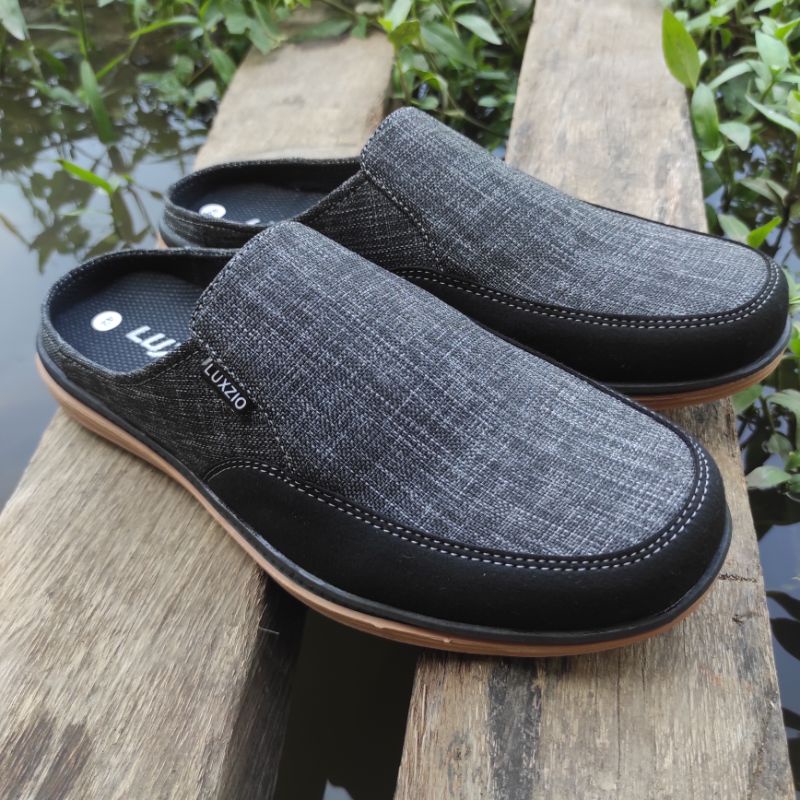 Selop Bustong Pria Slip On  Cowok Kasual Santai Karet Lentur Kulit Suede