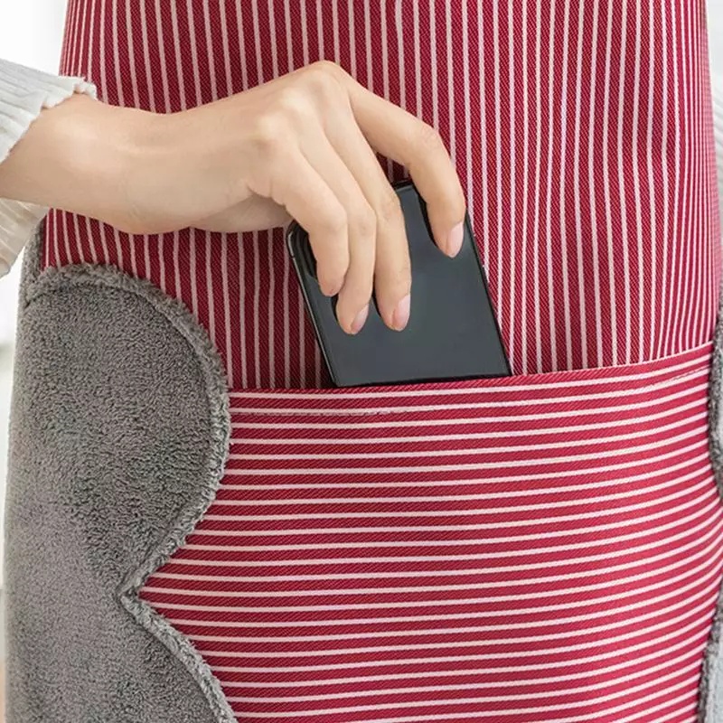 Celemek apron masak anti air perlengkapan dapur waterproof bisa lap-4