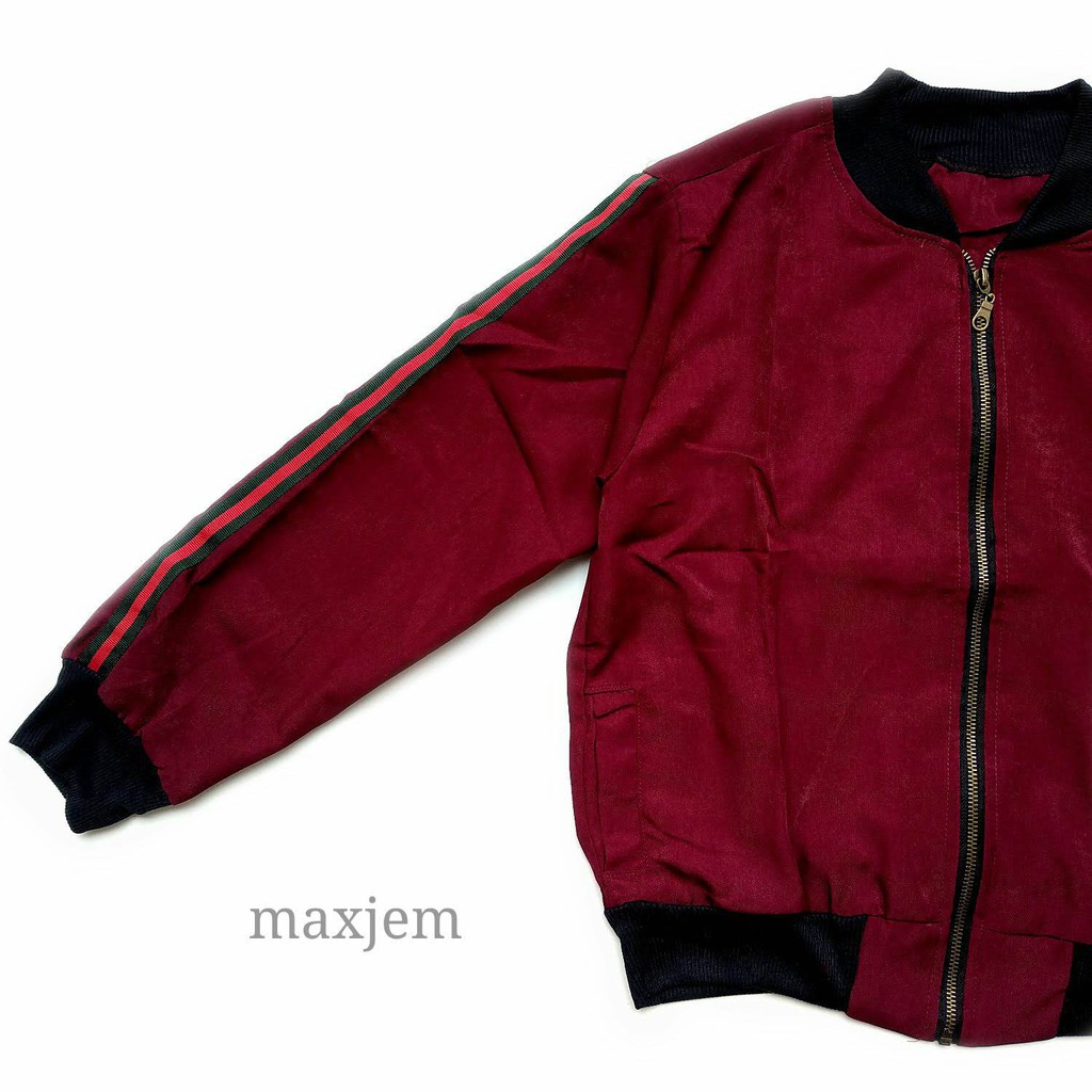 Jaket Bomber Wanita XL besar LD=104cm Marun satin orlando maxjem