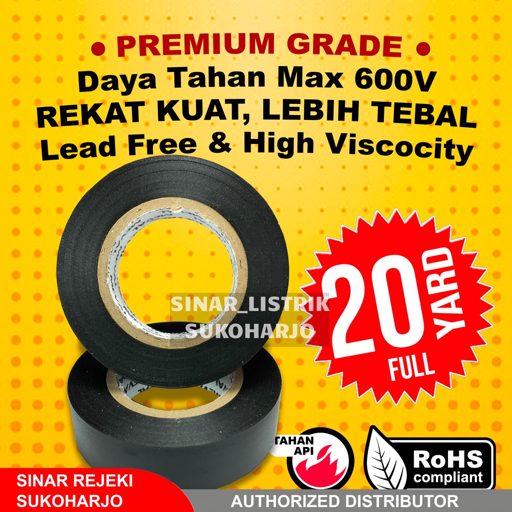 MEVAL ISOLASI LISTRIK PVC HITAM ELECTRICAL TAPE 3/4&quot; X 20 YARD