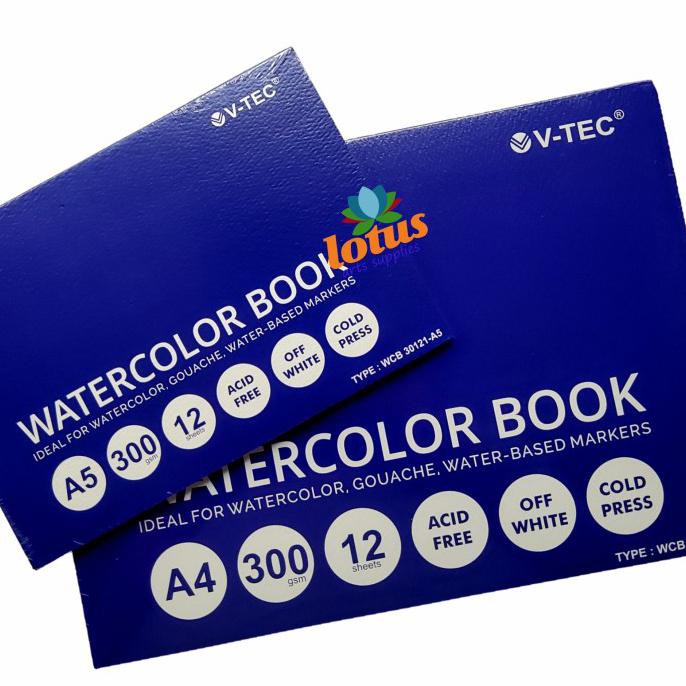 

Menakjubkan V-Tec Watercolor Book A5 300Gsm 12 Lembar Bagus