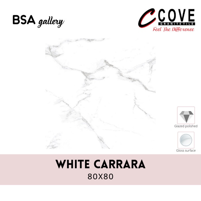 GRANIT COVE 80X80 WHITE CARRARA / GRANITE TILE GLAZED POLISHED GLOSSY