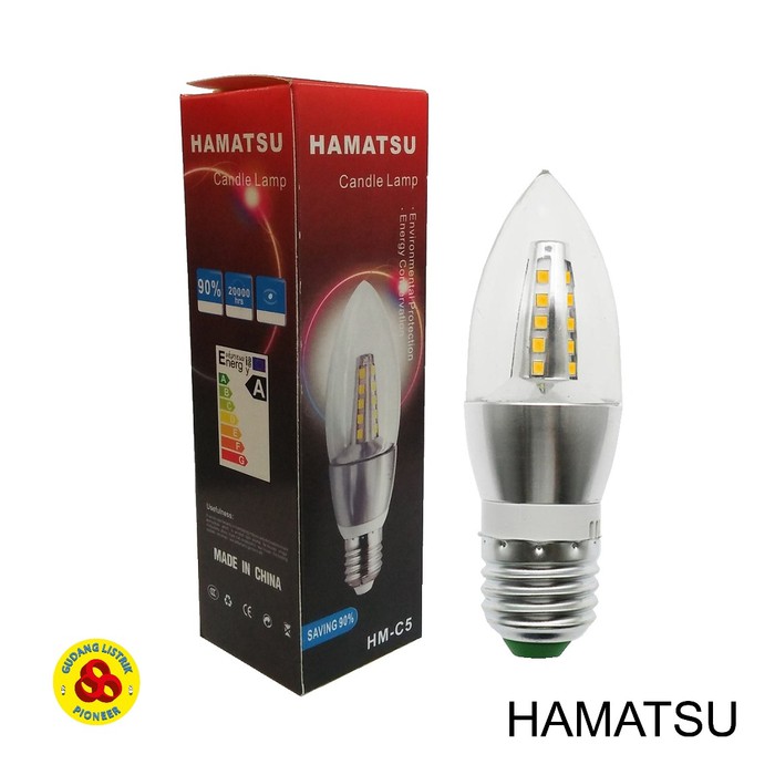 Lampu LED Candle 5W Putih E27 Clear Bohlam Jantung 5 Watt 6500K CDL