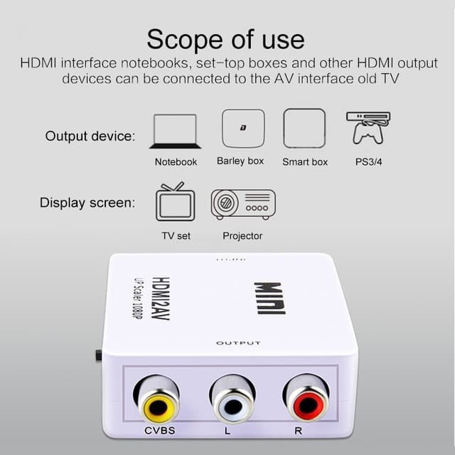 HDMI To AV 1080P RCA CVBS Adapter Mini HDMI2AV Converter Box Minibox