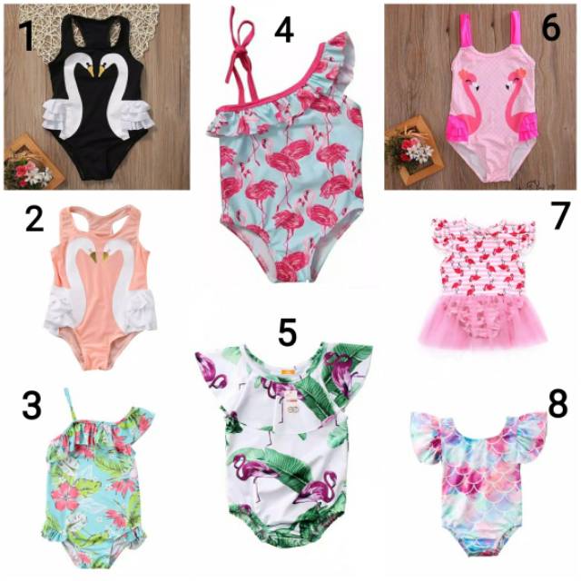 Baju renang bayi flamingo mermaid 0 12 bulan bikini baby Baju renang bayi flamingo mermaid 0 12 bulan bikini baby