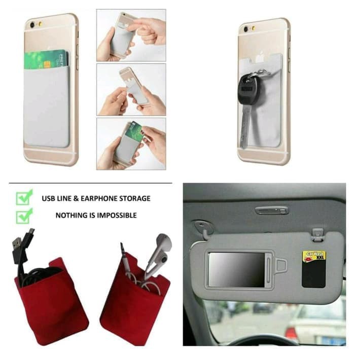 Silicone Card Holder HP Tempat dompet Kartu Tempel 3M di Handphone