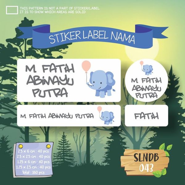 

Stok Terakhir SLNDB-043 stiker label nama anak kartun boy lucu elephant anti air Limited
