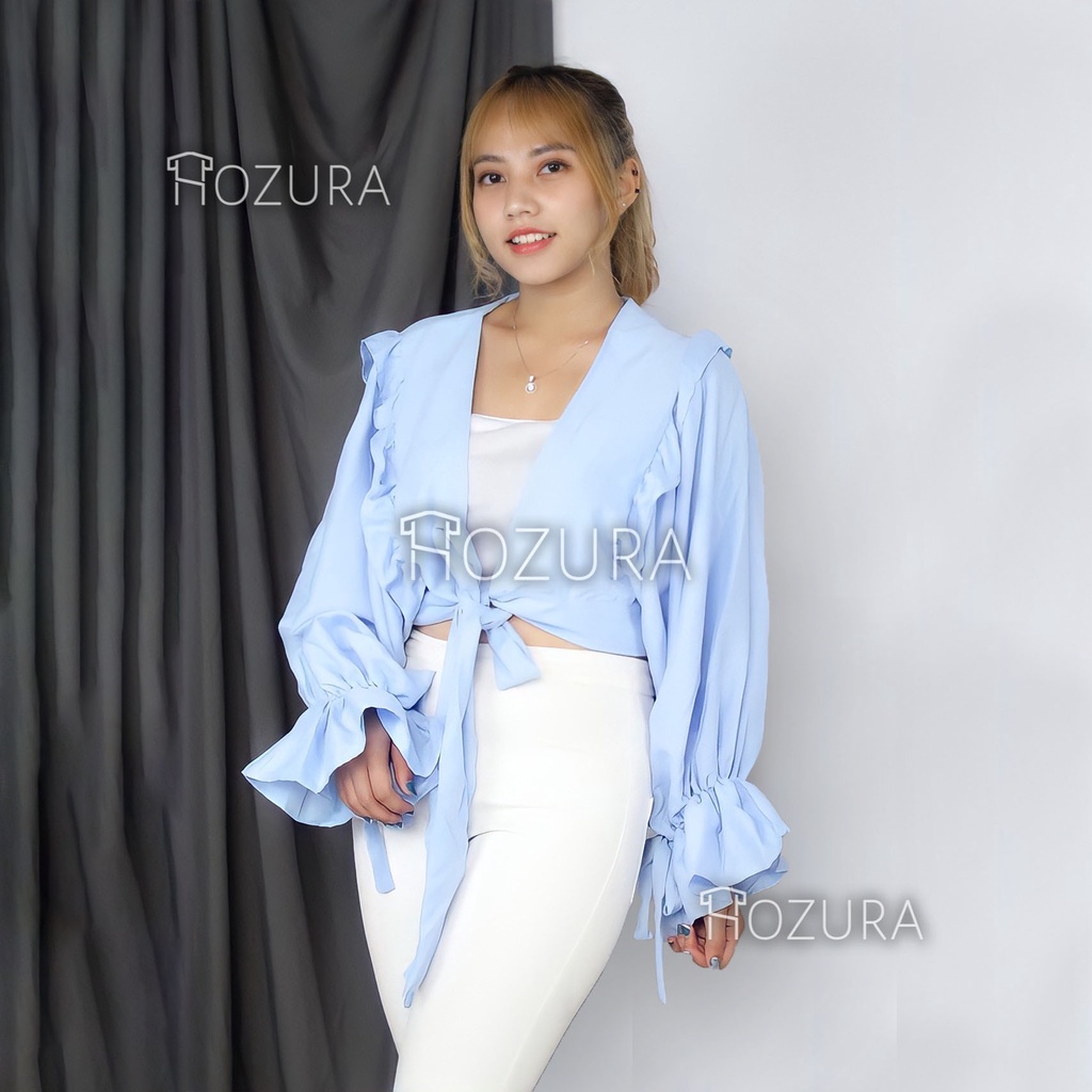 HOZURA - Outer Wanita Gracia - Luaran Wanita - Blouse Outer Wanita - Felecia Basic Outer Atasan Wanita - Kardigan Premium - Cardigan Korea Model Terbaru Murah - Outer Cardigan Wanita Bahan Moscrepe - Korean Style - Baju atasan Mewah COD Gratis Ongkir