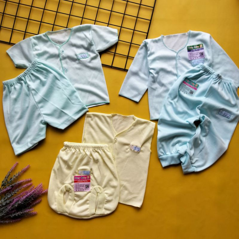 (3 stel) Paket baju bayi newborn Polos