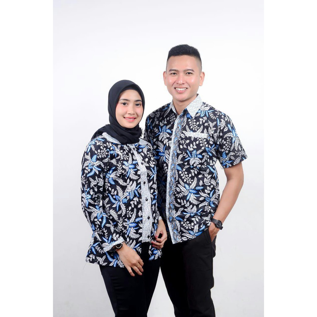 Couple batik | Atasan batik | Motif blarak biru