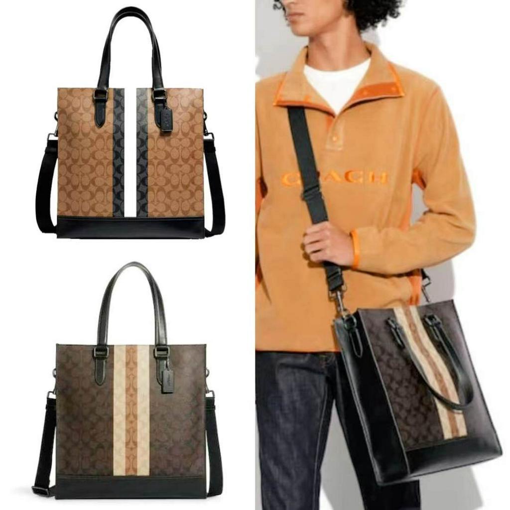 Coach  6707   new men's bag VARSITY stripe GRAHAM tote bag shoulder bag messenger bag carrying briefcase  gwb