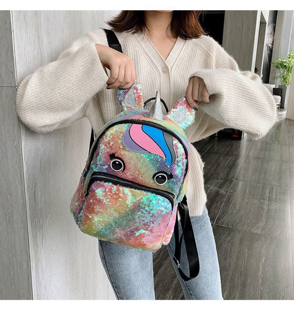 Tas Ransel Sequin Shiny Unicorn TRU029 tas backpack anak perempuan