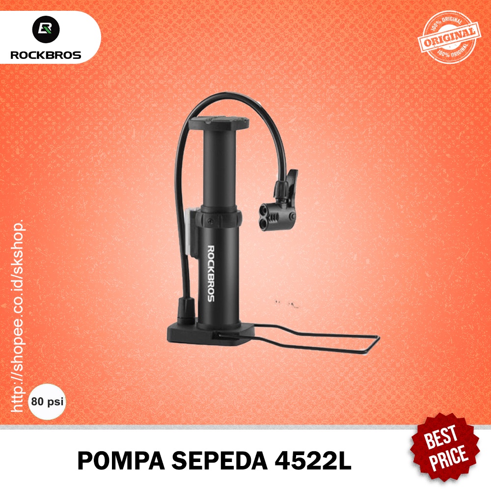 Pompa Injak Ban Sepeda Rockbros 4522L Portable 80 Psi High Pressure Gowes Pump AV/FV