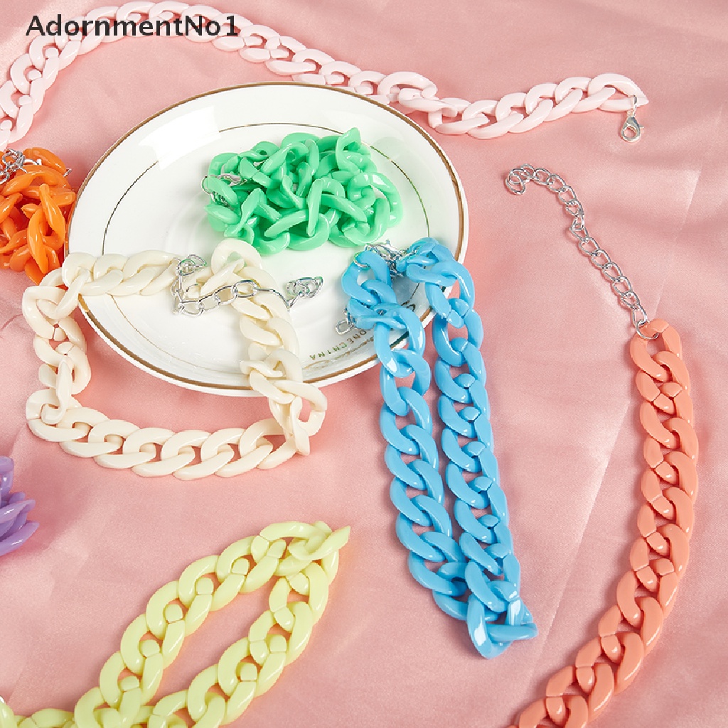 (AdornmentNo1) Kalung Choker Rantai Tebal Bahan Akrilik Warna Putih Untuk Pria / Wanita