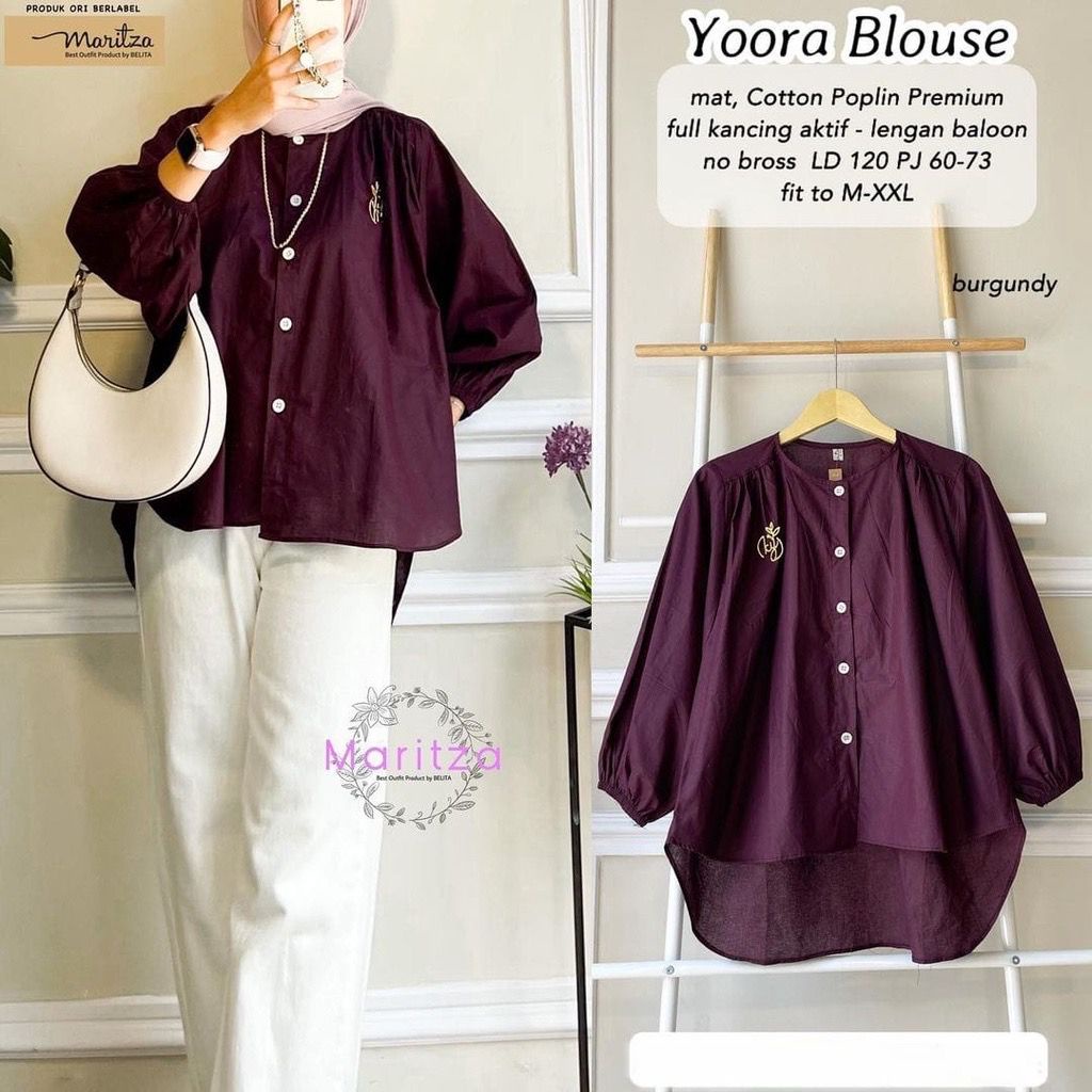 Yoora Blouse Bahan Katun Paris LD 120 / BAJU BLOUSE WANITA JUMBO BIG SIZE TO XXXL - ATASAN LENGAN PANJANG