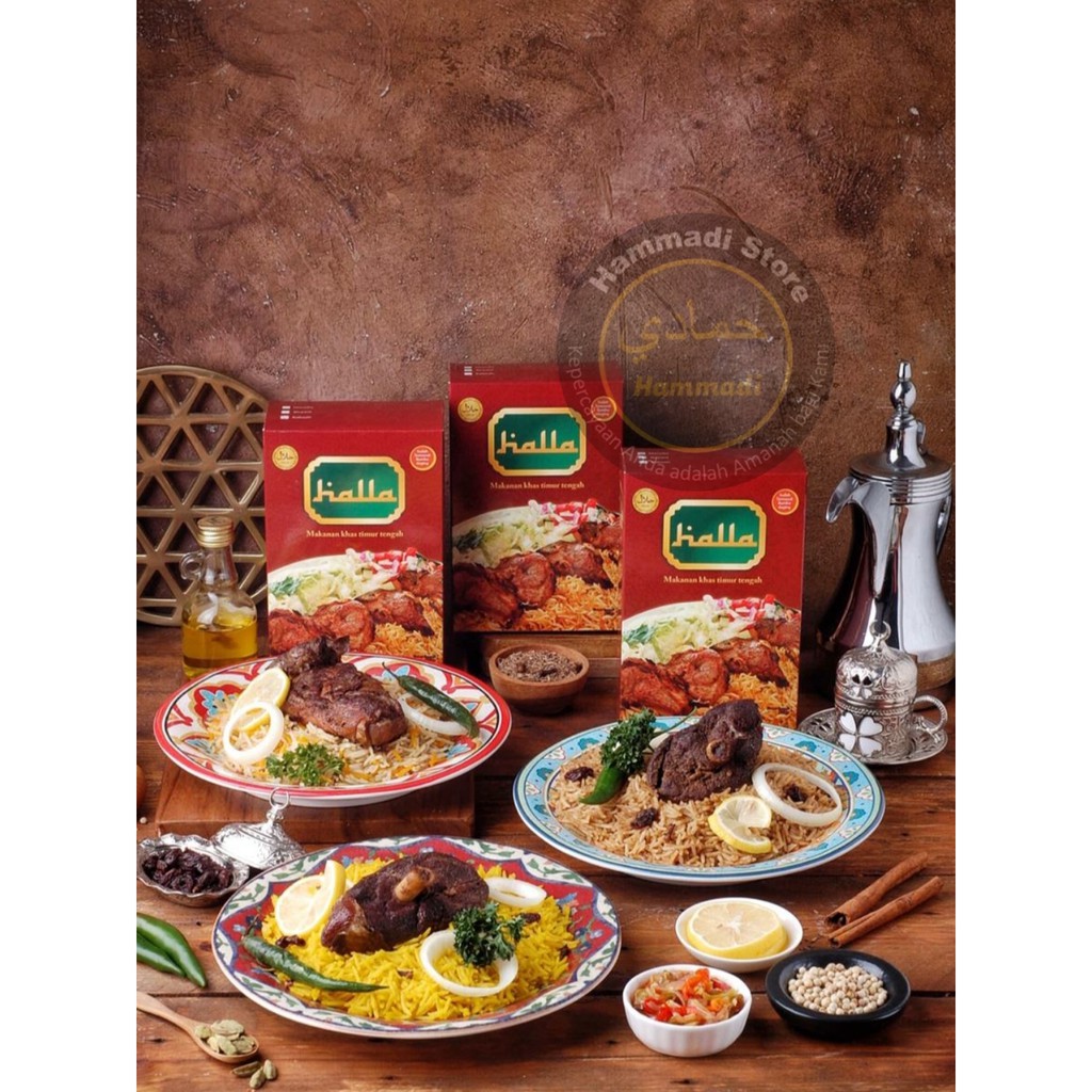 Halla Food - Nasi Kebuli (Paket Beras Basmati, Bumbu Nasi dan Bumbu Daging)