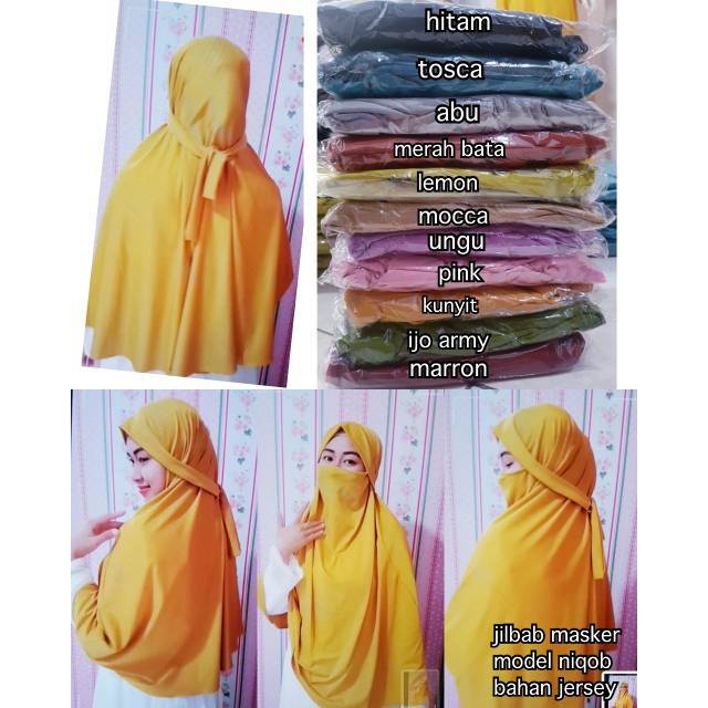 Jilbab Masker Model Niqob Jersey Tebal Jumbo