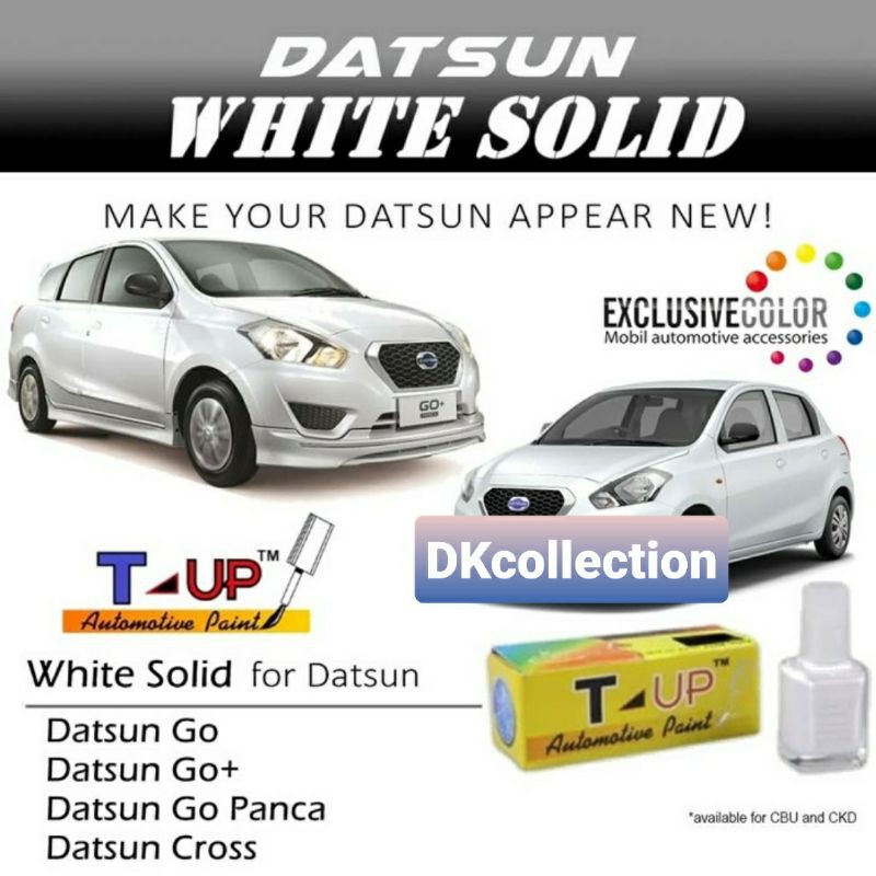 T-Up cat oles datsun white solid contoh cat putih datsun go/go+ datsun cross sample cat datsun putih