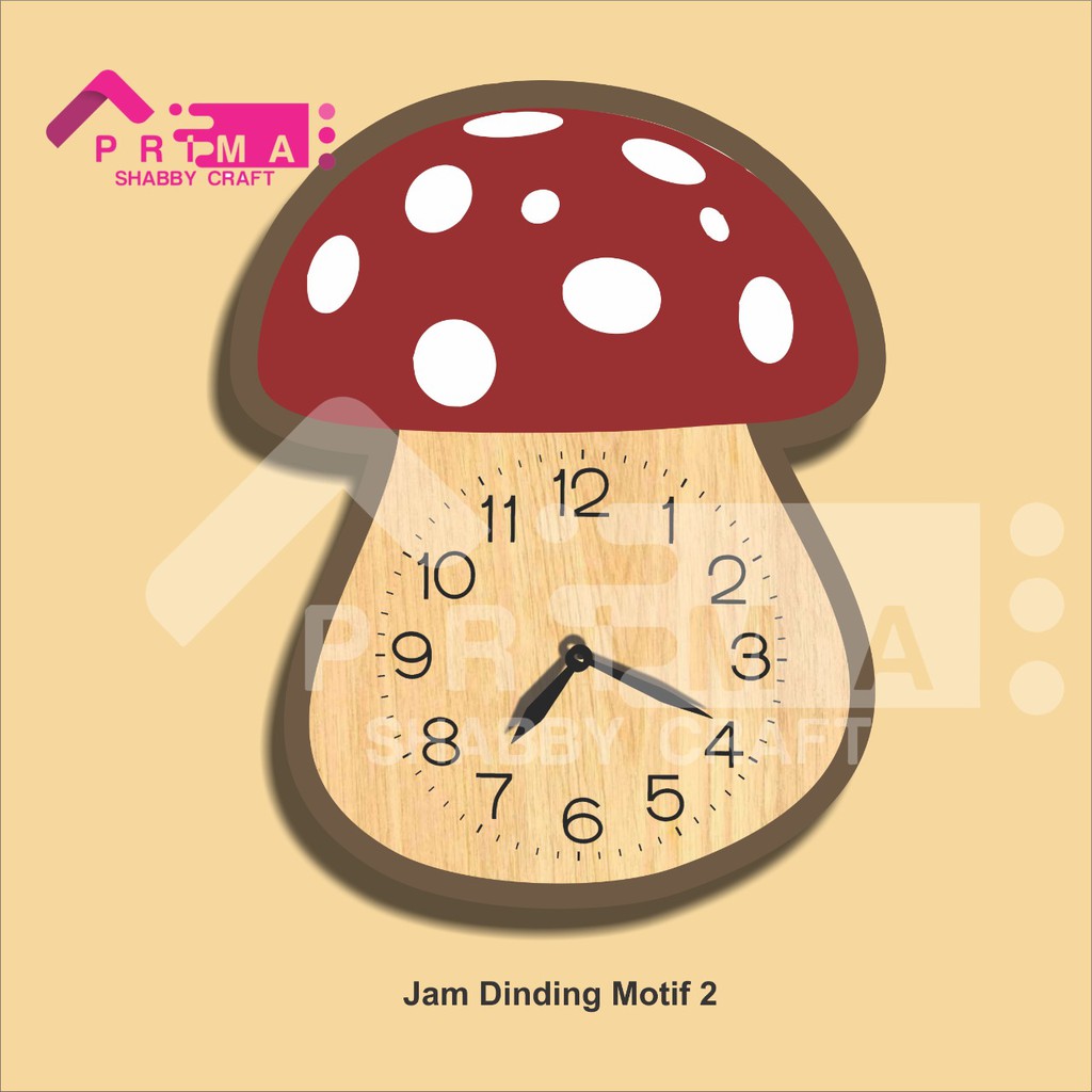 Jam Dinding Motif Kaktus Jamur Ice Cream Unik Hiasan Pajangan Dekorasi Dapur Kamar Anak Cewek Cowok-jam motif 02