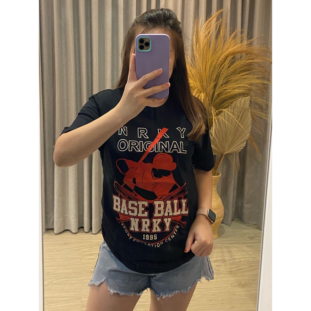 kaos wanita distro kaos cewek distro atasan wanita nrky baseball original