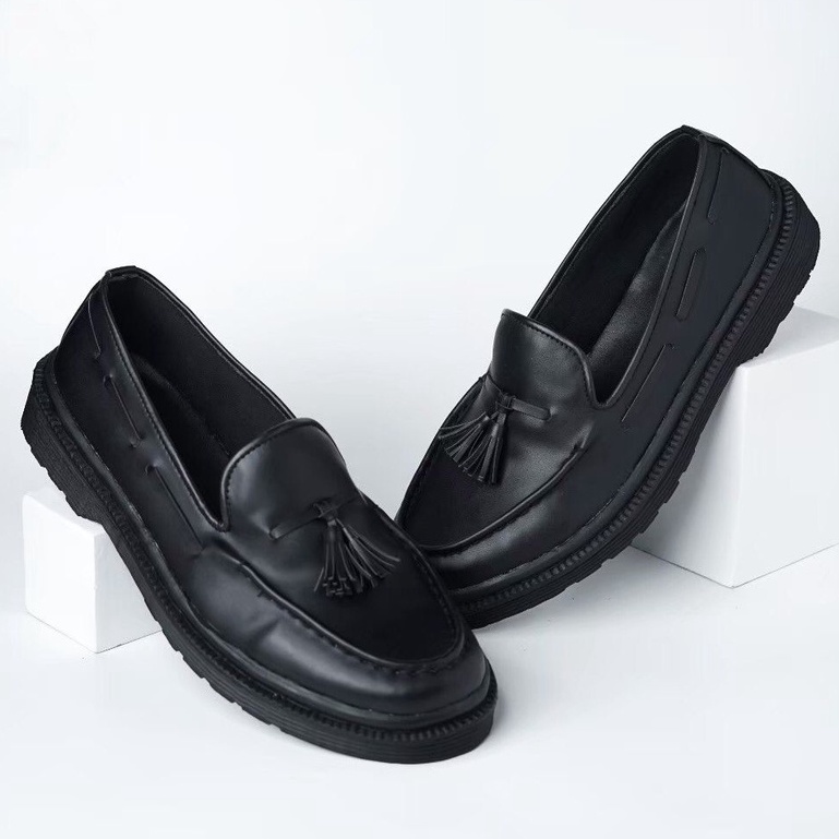 ALBERN BLACK |ManNeedMe x Jack| Sepatu Loafers UNISEX Formal Slip On ORIGINAL