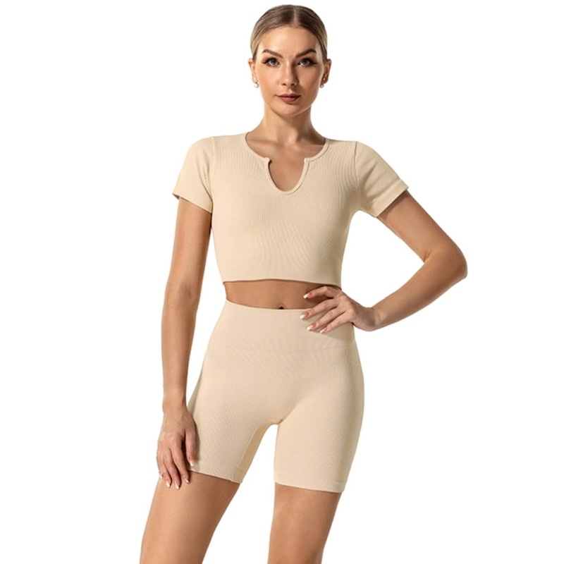 (Yogalates)  SALE • MELODY SET / Set baju olahraga / crop top / biker short / baju olahraga / baju g