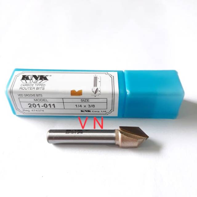 Mata profil/Router bits V Groove lancip 90 derajat ukuran 9.5 mm KNK