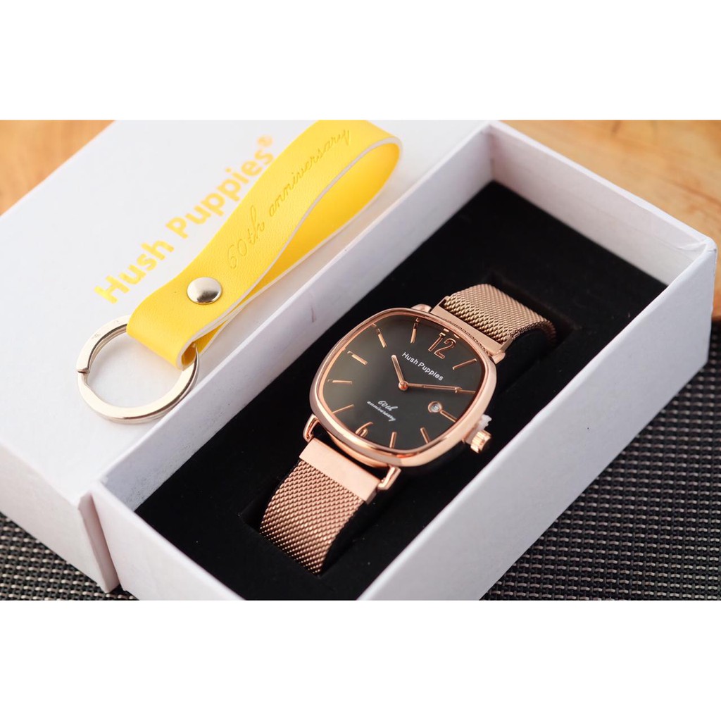 JAM TANGAN WANITA MURAH HUSH PUPPIES TALI PASIR MAGNET FREE GANTUNGAN KUNCI