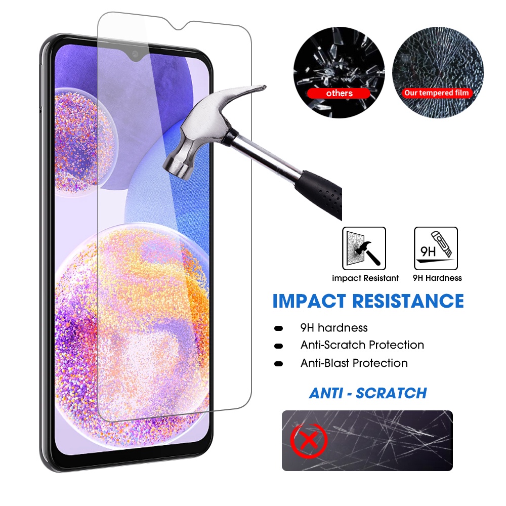 1pc Pelindung Layar Tempered Glass HD Bening Anti Gores / Sidik Jari Untuk Samsung Galaxy A23