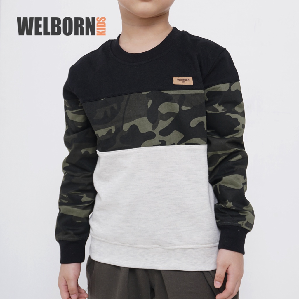 Welborn Kids Leonel Sweater Army Grey Anak Laki