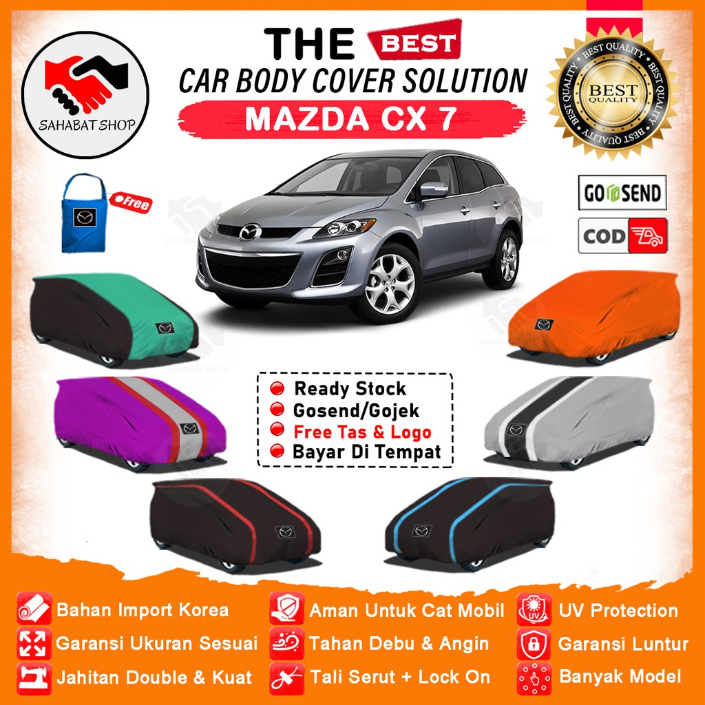 Sahabat Body Cover Mobil Mazda CX7 / Sarung Penutup Mazda CX-7 Outdoor / Selimut Tutup Mantel Pelindung Jas Mantol Kerodong Kelambu Tutupan Pembungkus Kerudung Terpal Bungkus Mobil Mazda CX7 Waterproof Anti Air Model Orange