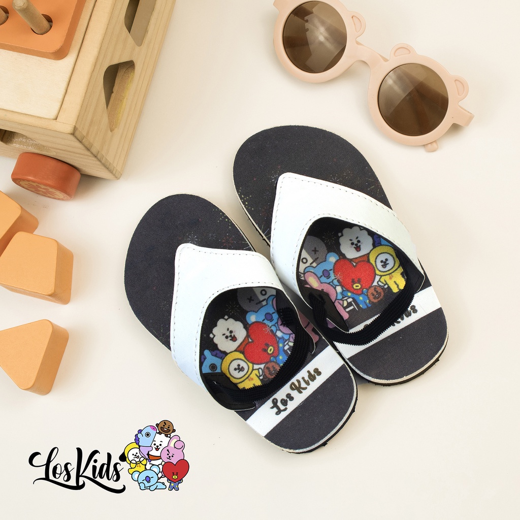 Bayar Ditempat Sepatu Sandal Anak Tali Belakang Anti Slip Karakter BTS Flip Flops LosKids