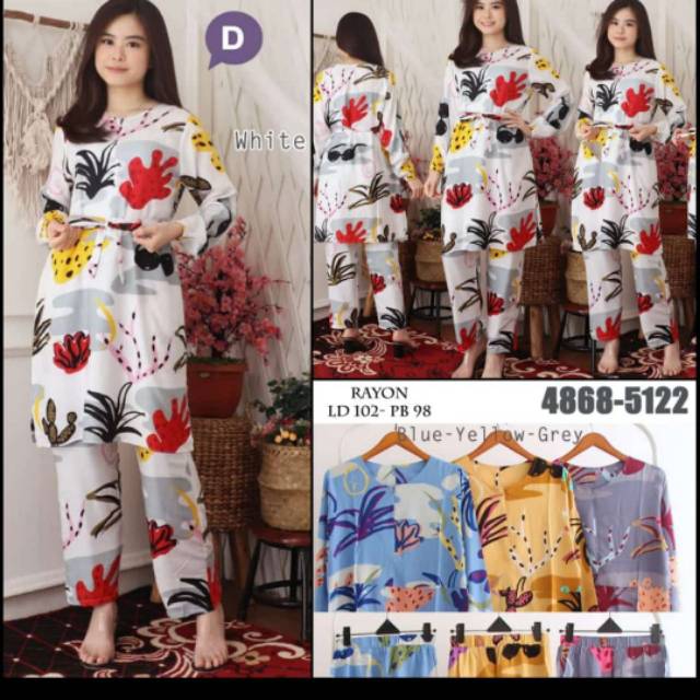 Long Tunik setcel busui motif kaktus