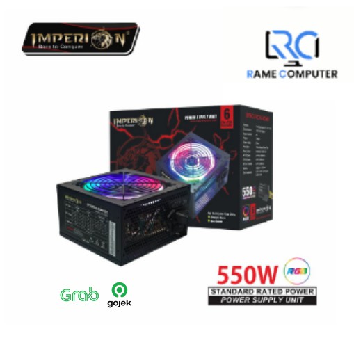 PSU GAMING 550W LED RGB RAINBOW IMPERION 550 WATT POWER SUPPLY UNIT 6PIN VGA [BEST SELLER]