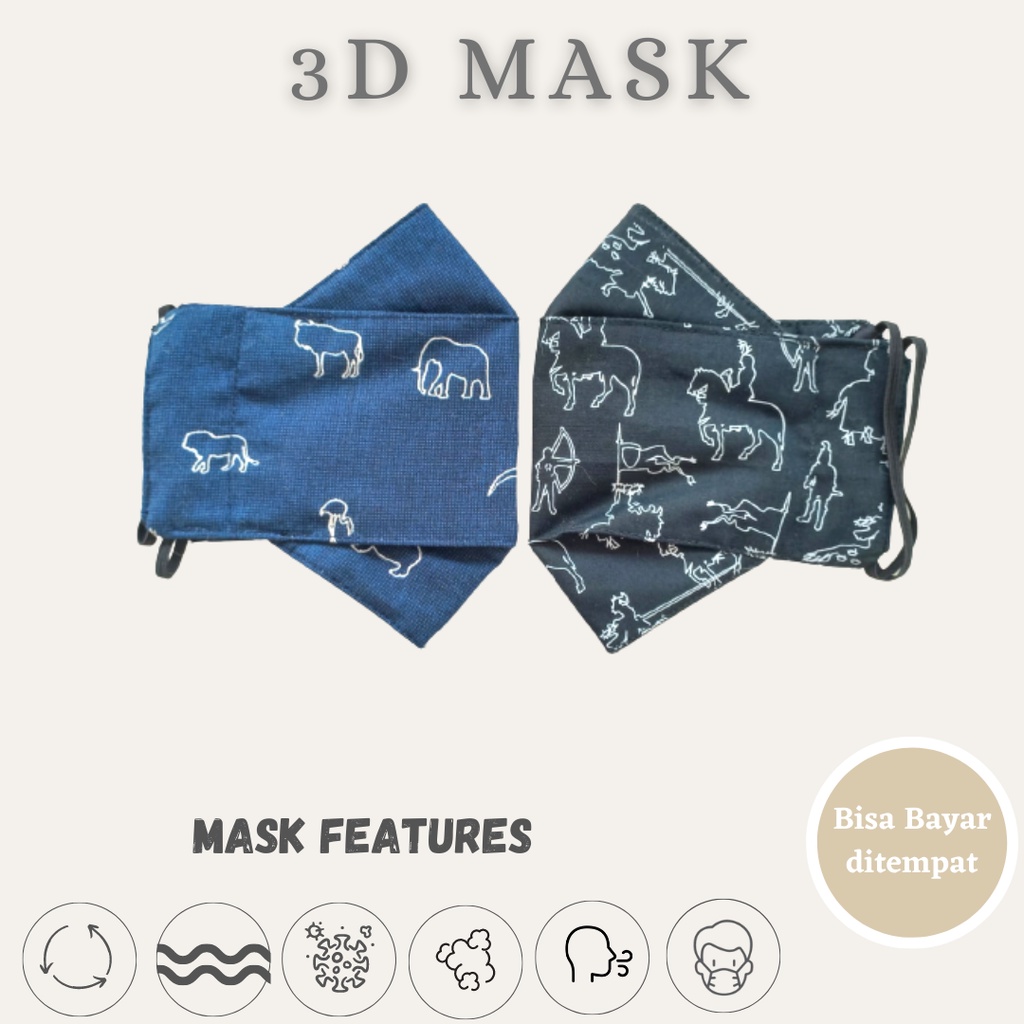 (GET 2 MASK) Masker Kain 3 Lapis Premium/ Masker 3D/ 3D Origami Style Mask
