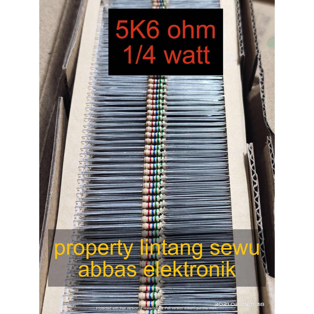 10PCS resistor 5k6 ohm 5600 ohm 0.25 watt 1/4 watt