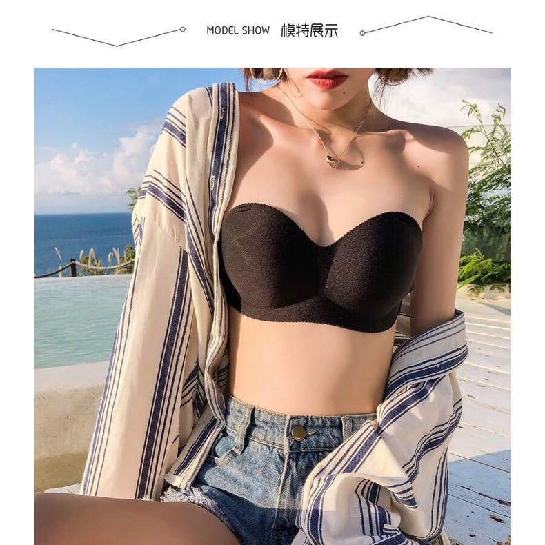 TF Bra Cewe Push Up Model Backless BH Tanpa Tali Polos Gaya Korea Untuk Wanita