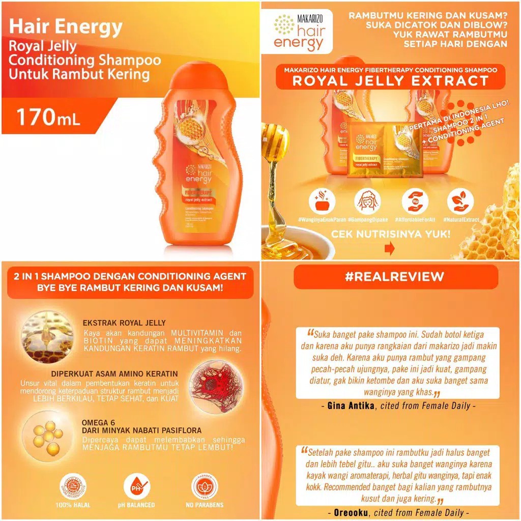 Shampo Makarizo Hair Energy / Makarizo Conditioning Shampoo / Makarizo Hair Energy Fibertherapy - LDA