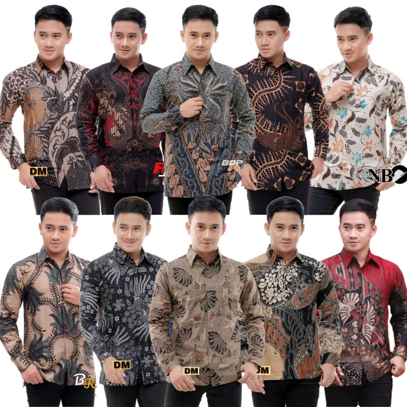 Batik Pria Lengan Panjang BATIK AZMIL HRB026 motif KERATONAN Kode 002 size M L XL XXL Reguler