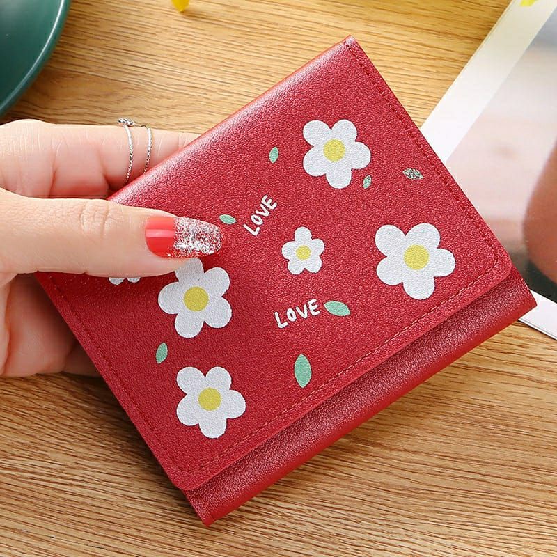 Dompet Wanita IMPORT KOREA Motif Flowery Lipat Pendek Fashion Dompet Cewek