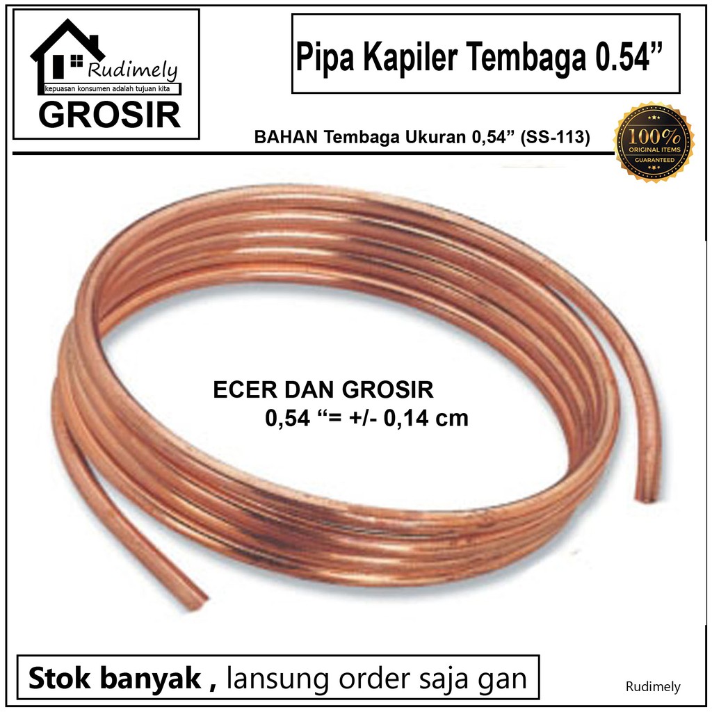 GROSIR Pipa Kapiler AC BAHAN TEMBAGA SS-113 Ukuran 0,054&quot; METERAN