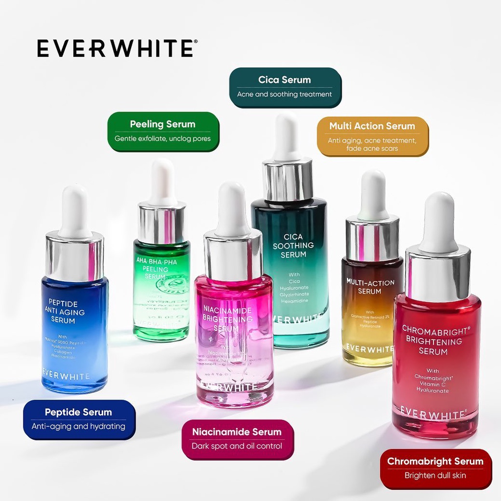 ✦SINAR✦ Everwhite (Ever White) Brightening Essence Serum | Cica Soothing | Multi Action | AHA BHA | Anti Aging | Niacinamide | Peptide Eye Cream Gel