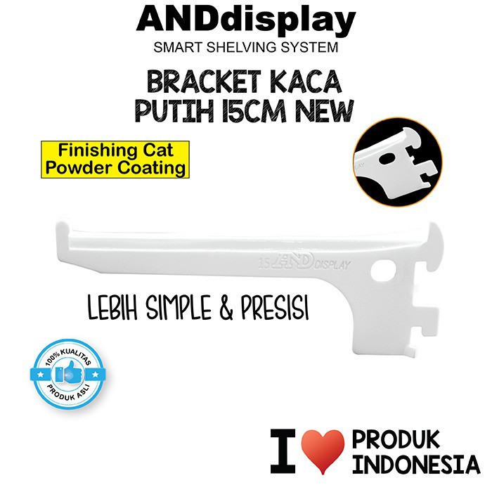 DAUN BRACKET KACA 15CM PTH NEW AMBALAN SIKU PENYANGGA RAK BRAKET