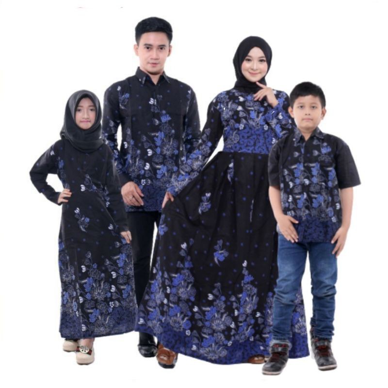 BATIK COUPLE KELUARGA SANIA RUFFLE ORI NDORO JOWI DNT GAMIS BUSUI SARIMBIT KELUARGA Sakura Biru