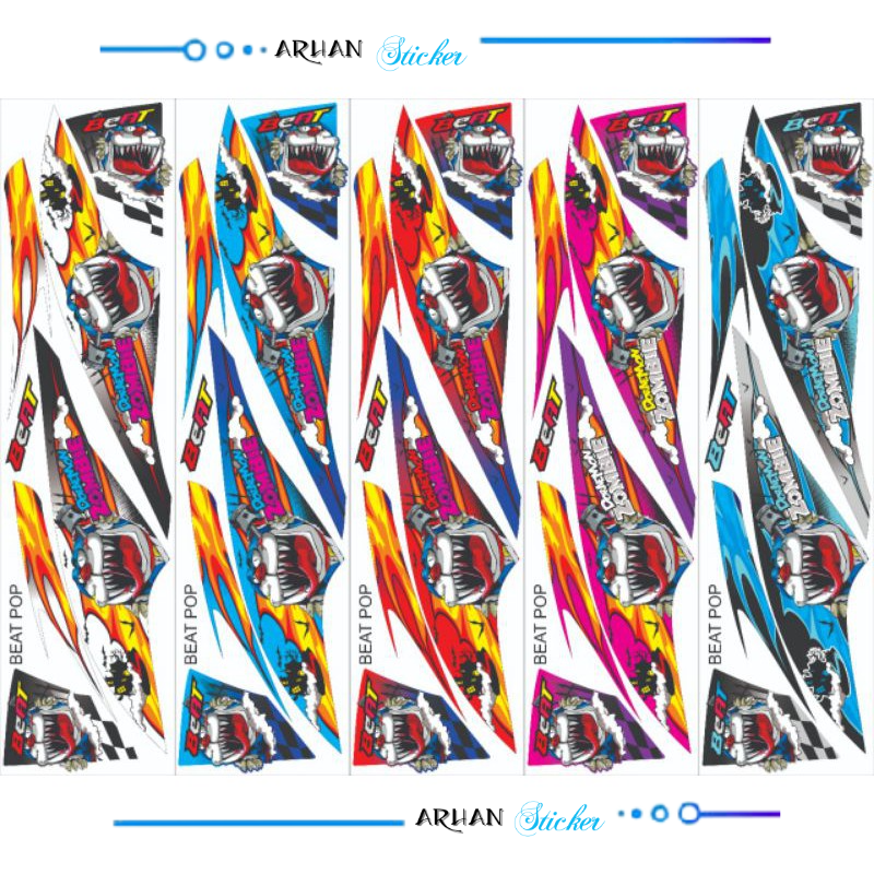 JUAL STIKER MOTOR HONDA BEAT POP DORAEMON ZOMBIE STRIPING VARIASI MURAH