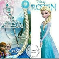 Set Mahkota Anak Cewe / Set Rambut Frozen / Princess Elsa Biru Crown Set 3 in 1