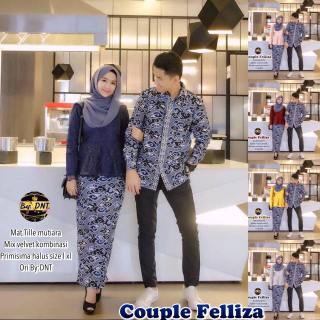 COUPLE FELIZA BATIK MODERN MURAH SARIMBIT BATIK MEGA MENDUNG MURAH MERIAH BAJU KONDANGAN