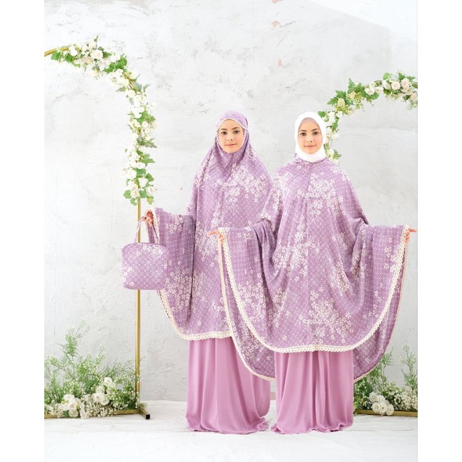 Mukena Dewasa Jumbo 2 in 1 Qistina Motif Bahan Rayon Premium Ponco